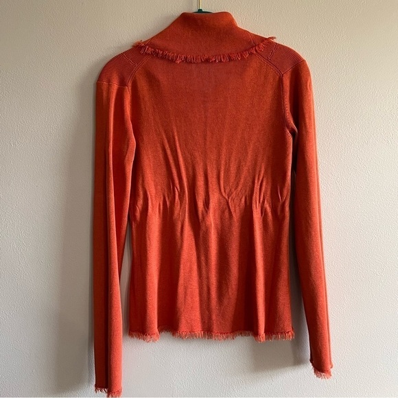 Sigrid Olsen Rust Orange Fringe Cowlneck Silk Blend Sweater Small - Picture 7 of 7